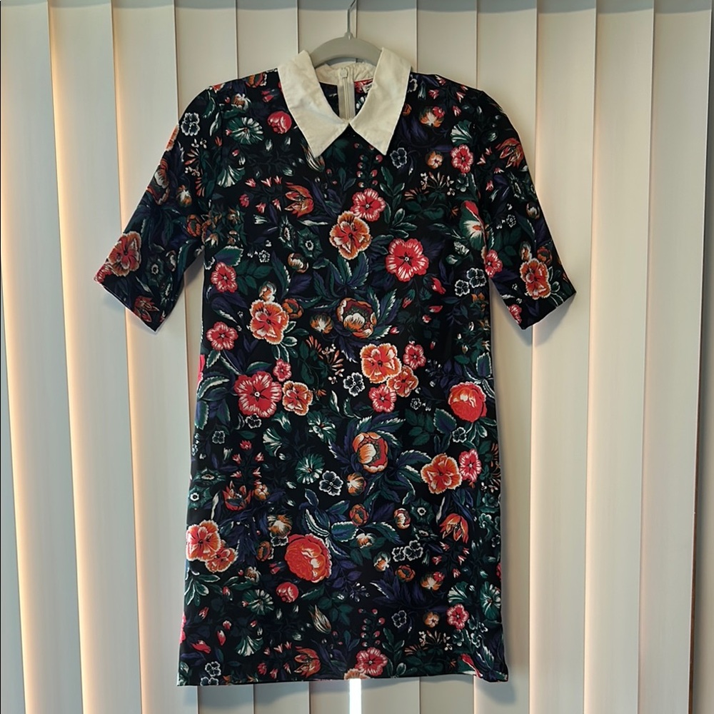 Zara Floral Mini Dress with White Collar